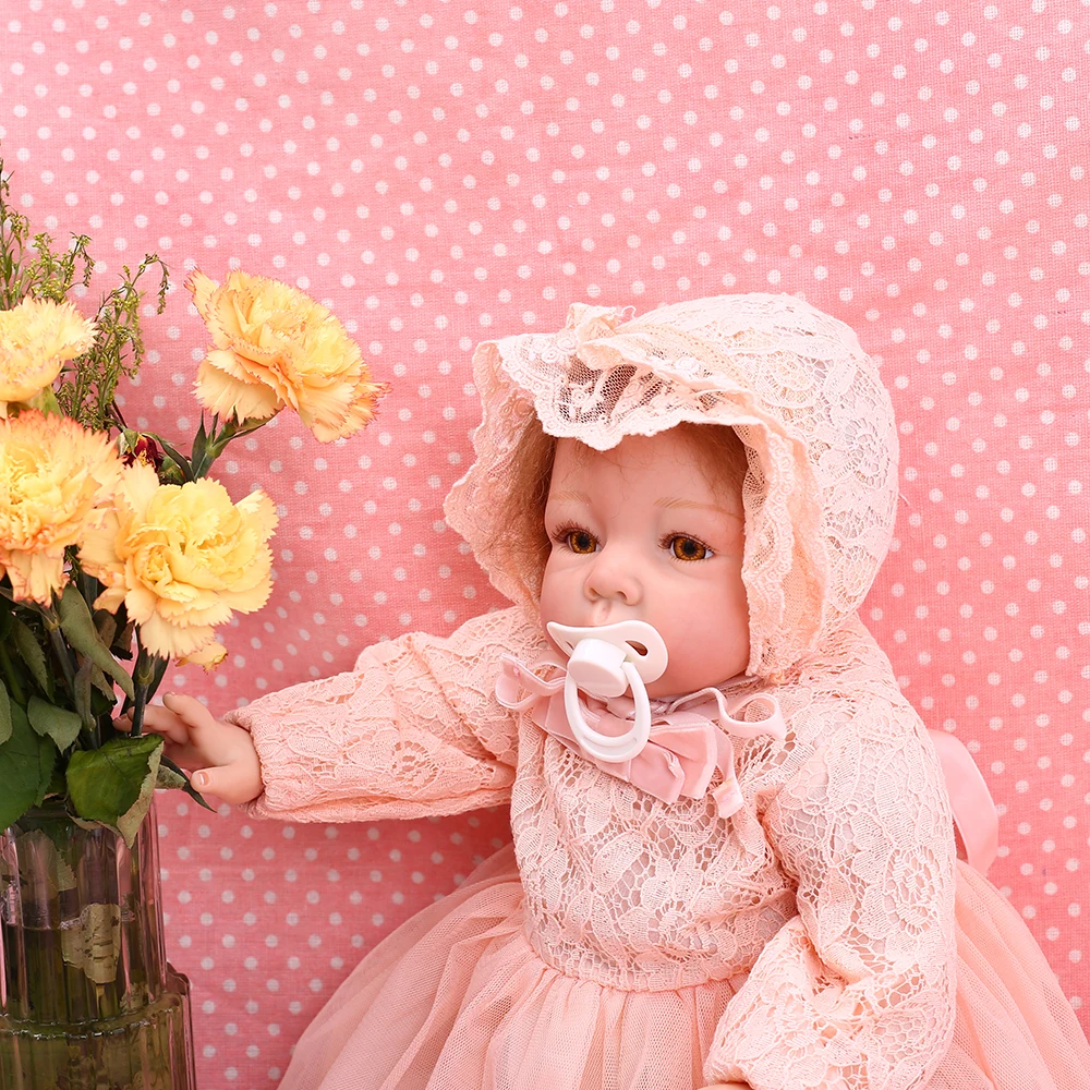 Reborn Baby Dolls 22 дюймов маленькая принцесса силиконовая Реалистичная кукла ребенок игрушка розовое платье реалистичное 55 см Bebe кукла для новорожденного