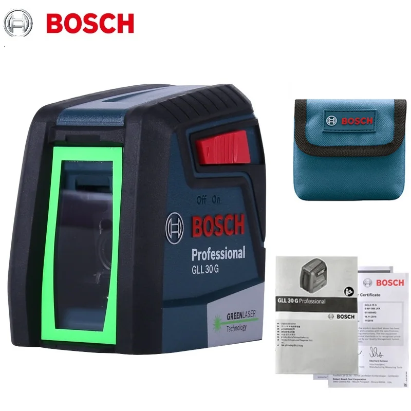 Лазерный нивелир Bosch GLL30G высокоточный зеленый светильник двухлинейный