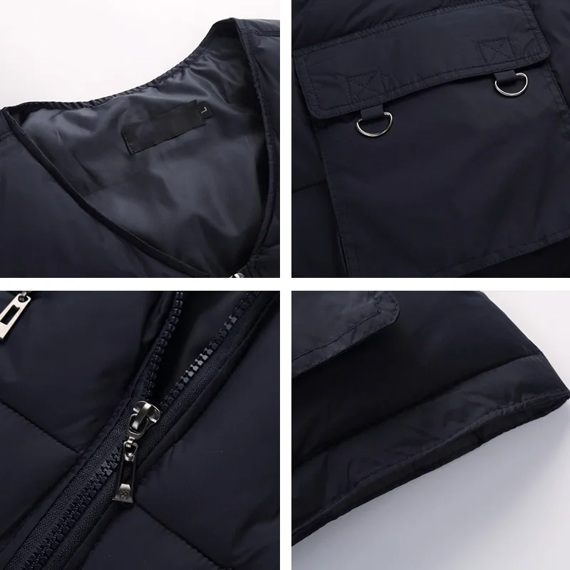 Сезон осень-зима Мужская хлопковая тёплая жилетка мужская куртка без рукавов с