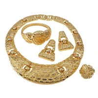 yoomuna hot selling brazil gold luxury copper bridal jewelry set italian necklace bracelet earring ring four jewelry sets
