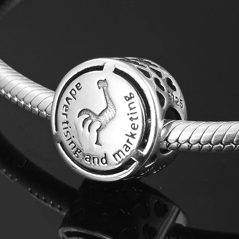 100% 925 Sterling Silver Advertising and Marketing Career Sign Charm Beads Jewrlry Making Fit Original Women Bracelets | Украшения и