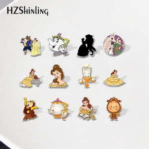 Beauty and the Beast  Acrylic Lapel Pins Cartoon Badges Resin Epoxy Pins Deco for Jewelry Accessorie in 