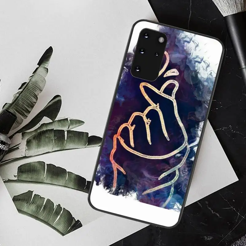 PENGHUWAN любовь на пальце kpop Сердце ТПУ Черный чехол для телефона Корпус Samsung S20 plus Ultra