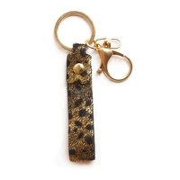 western jewelry gold tone cowhide hairy hide genuine leather keychains gold glitter leather key rings handle holder
