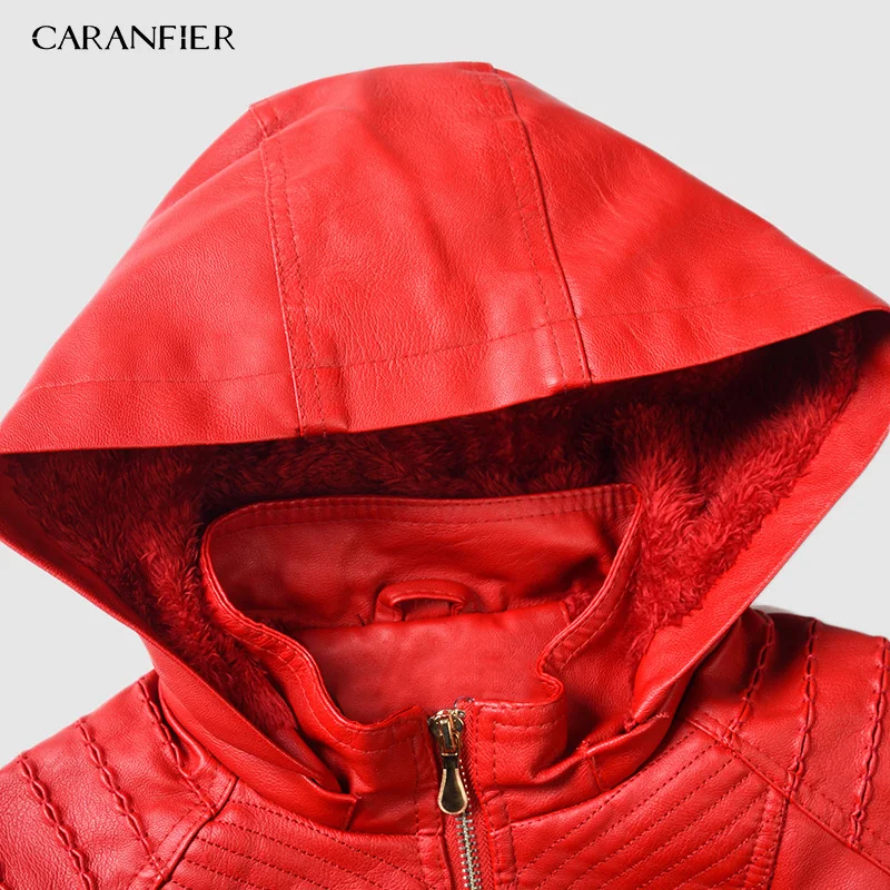 CARANFIER 2019 зимняя куртка из искусственной кожи женские толстовки Осенняя