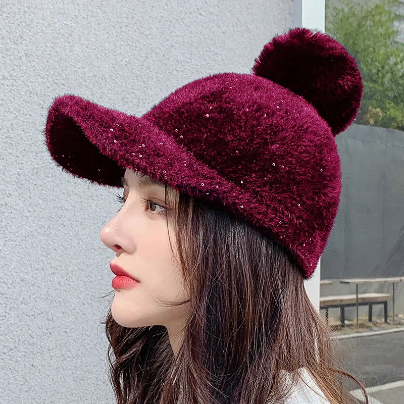 202The new fashion brand high-quality wool baseball cap thick warm solid color ball cap hat men's and women's hat wholesale cap.