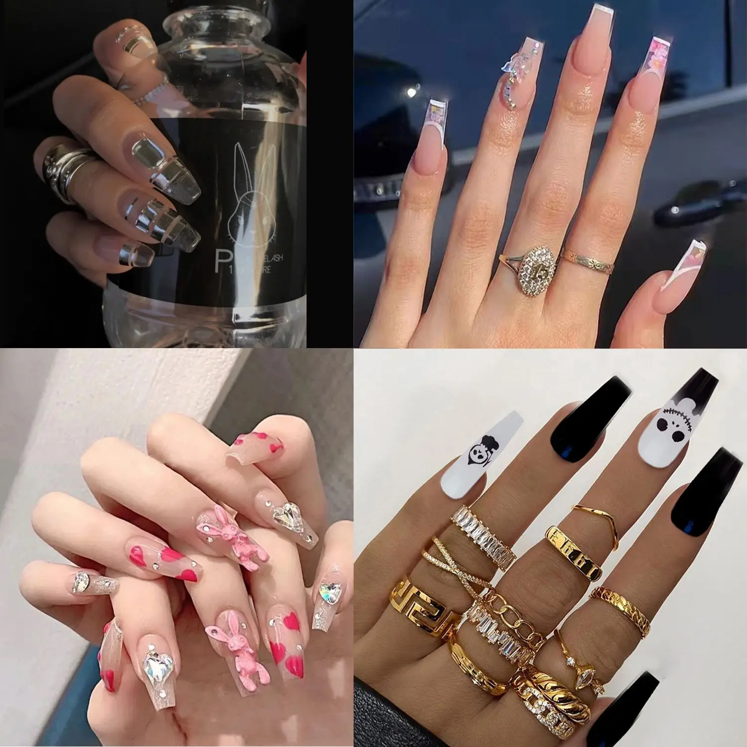 

24pcs/Box French Ballerina Artificial Full Cover Detachable Coffin False Nails Wearable Nail Art AccessoriesFake Nails Nail Tips