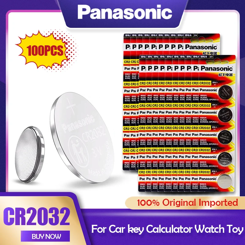 100 шт. оригинальный Panasonic 3 в CR2032 CR 2032 литиевая батарея для часов калькулятор