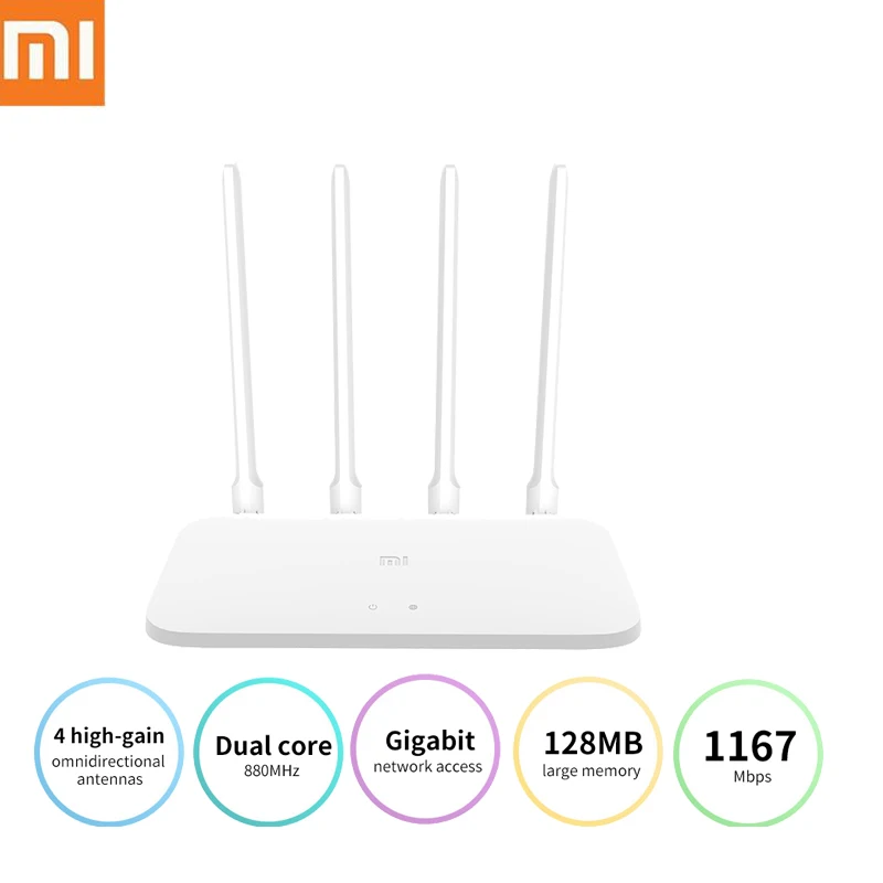 Беспроводной маршрутизатор MI Xiaomi 100% оригинальный роутер 4A Gigabit Edition с 128 Мб DDR3 2 4