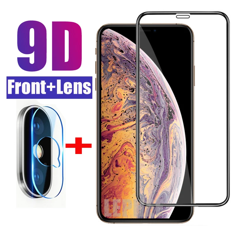 Front 9D and Camera Чехол для iPhone 11Pro Max X XS Max Xr 6 S для iPhone 6 6 S 7 8 Plus 10, защитное закаленное стекло для экрана для iPhone7 - Цвет: Front 9D and Camera