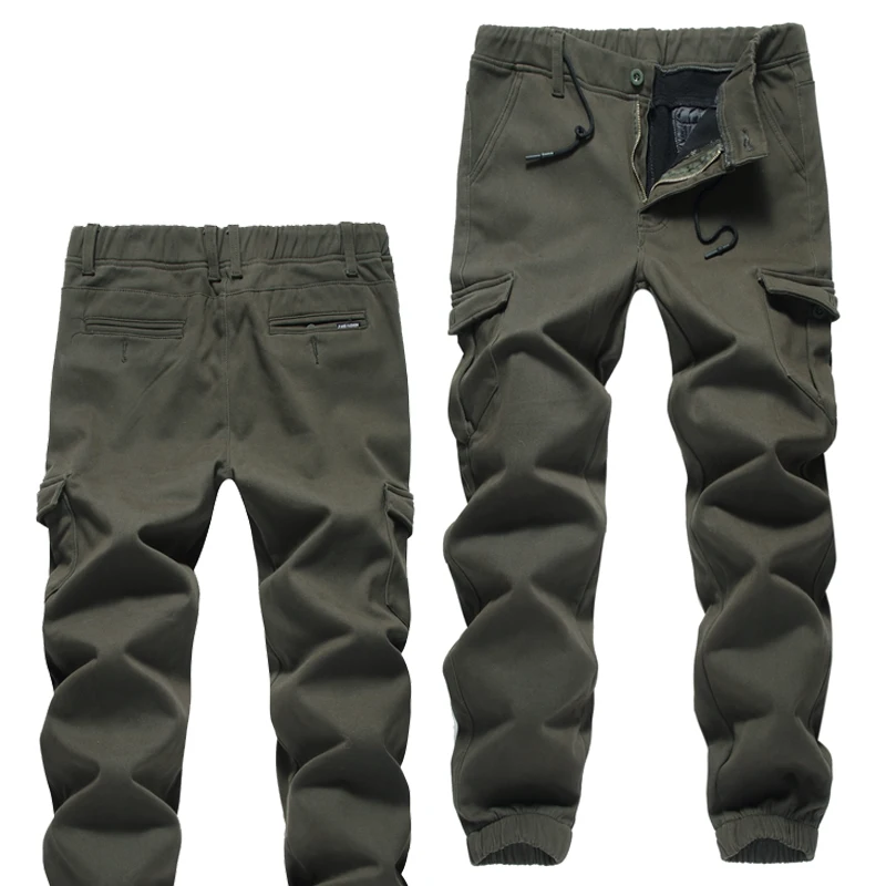 

Men thickening Fleece Winter Warm high quality Cargo Pants Man Military Tactics Multi pocket Casual Straight Trousers Overalls