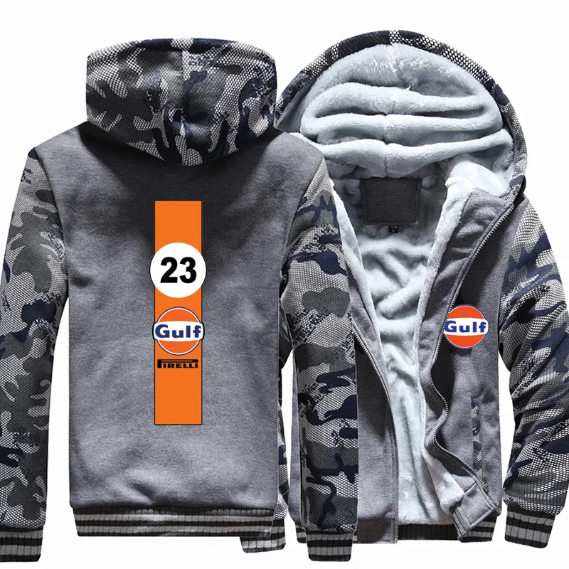 

Winter Hoodies Men Gulf Logo Print Jacket Men Hoodies Thicken Warm Fleece cotton Zipper Raglan Coat Male Tops Tracksuits