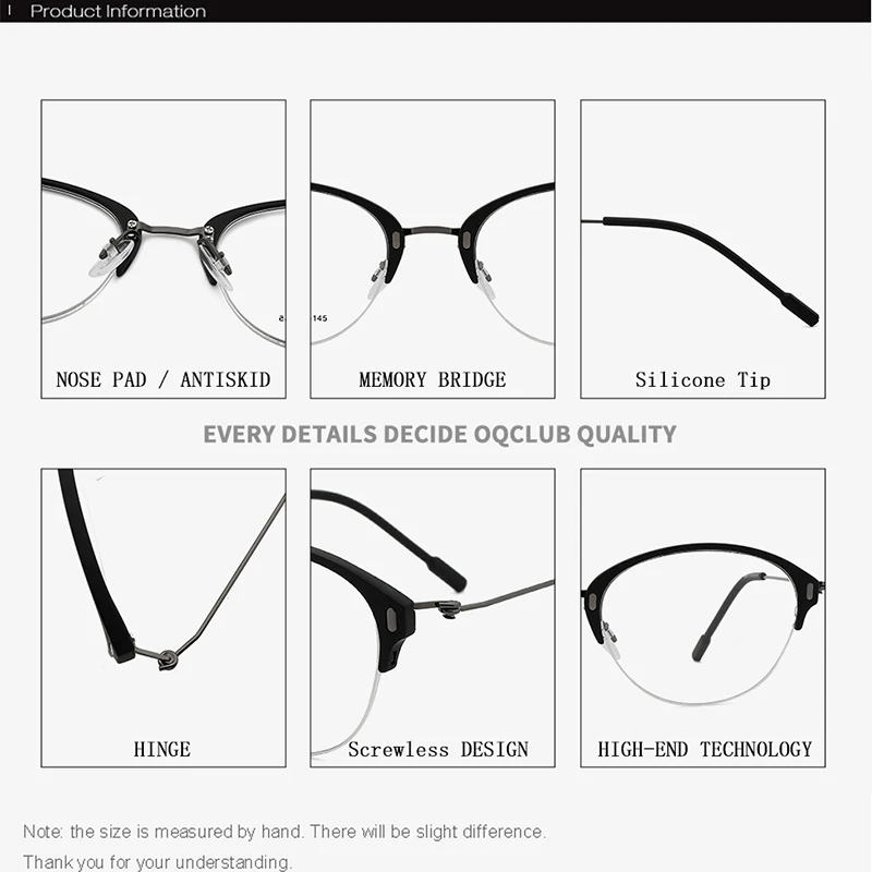 Женские очки с полуободковой оправой и без винтов из нержавеющей стали|Женские