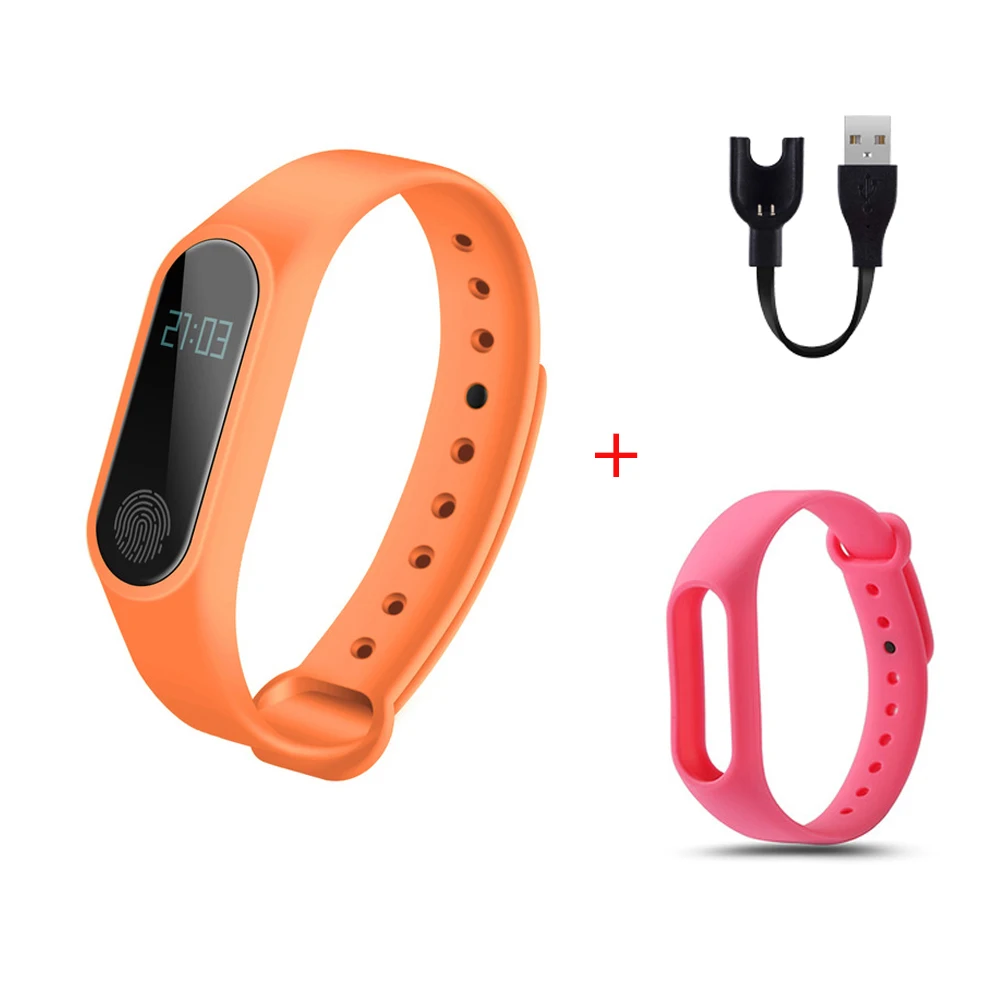 Orange pink New M2 smart fashion sports watch fitness running tracker bracelet step blood pressure monitor with men and women children - Цвет: Orange pink