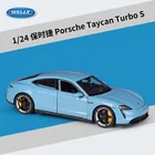 Модель спортивного автомобиля WELLY 1:24 Porsche Taycan Turbo S, синяя модель автомобиля из сплава, игрушка для детей, подарок, украшение, демонстрация коллекции