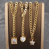 punk thick long chain necklace for women stainless steel necklace women statement necklace heart star necklace jewelry gifts