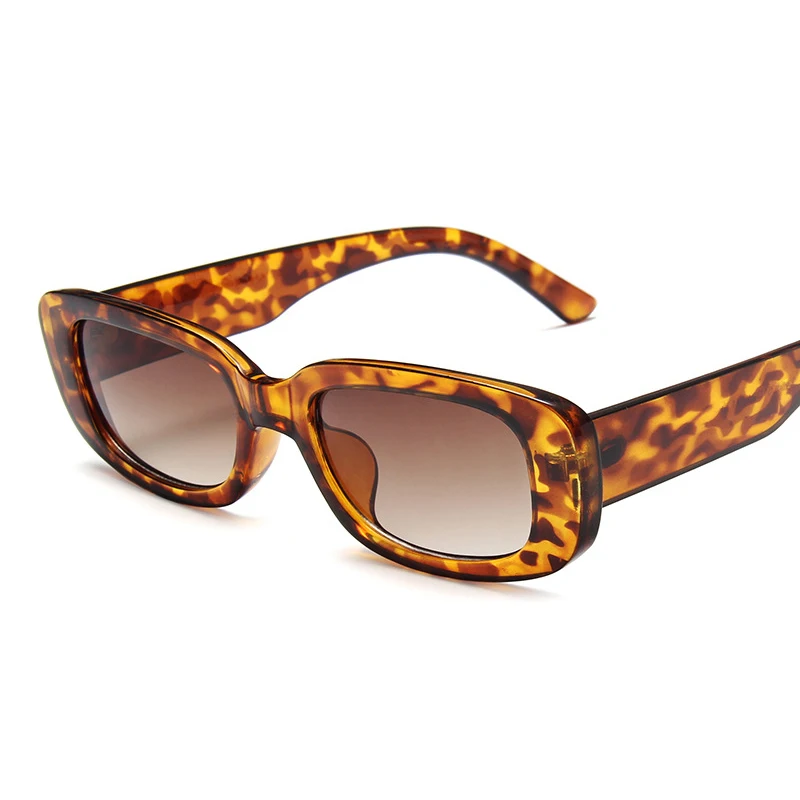 

COOYOUNG 2020 Rectangle Sunglasses Women Brand Designer Narrow Frame Glasses Pink Leopard Smalll Sun Glasses