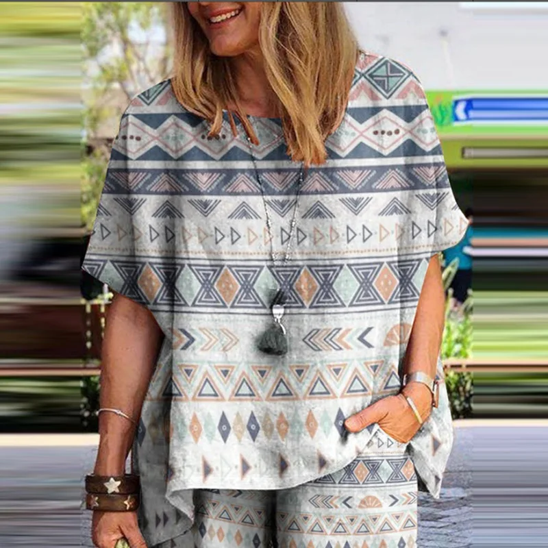 

Summer Fashion Butterfly Print Blouse Vintage Loose Women Shirt Blusa Female Casual O-Neck Short Sleeve Tops Pullover Streetwear