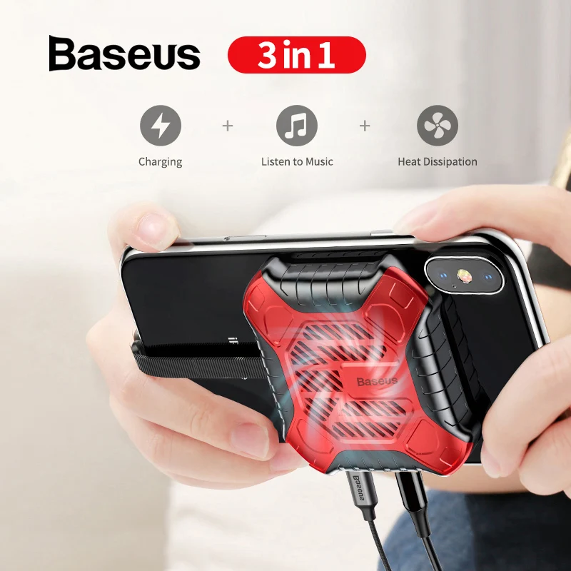Baseus мобильный телефон кулер для iPhone XR Xs Max Xs X 8 7 6 6s Plus чехол для телефона 3 в 1 Charing& Audio& Fans телефон охлаждающий игровой чехол