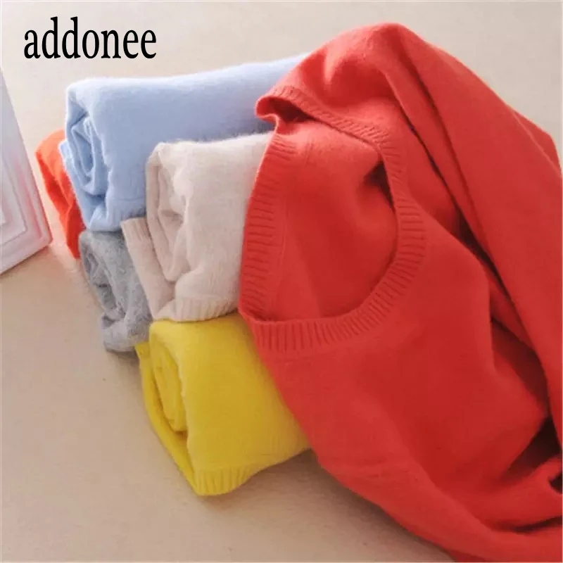 

High Quality Pure Colors Spring Autumn Winter European Style Women Fashion Pullovers Knitted Cashmere Wool Sweater Lady Big Size