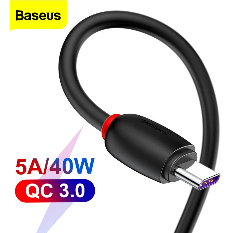 Baseus 5A usb-с кабель для быстрой зарядки USB-C Huawei P30 P40 Realme Poco X3 Xiaomi redmi 9 Samsung S10 зарядный с