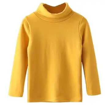 fleece dark yellow Г. Зимняя детская одежда плотные флисовые пуловеры унисекс с длинными рукавами, футболки для мальчиков и девочек, детские футболки, топы - Цвет: fleece dark yellow