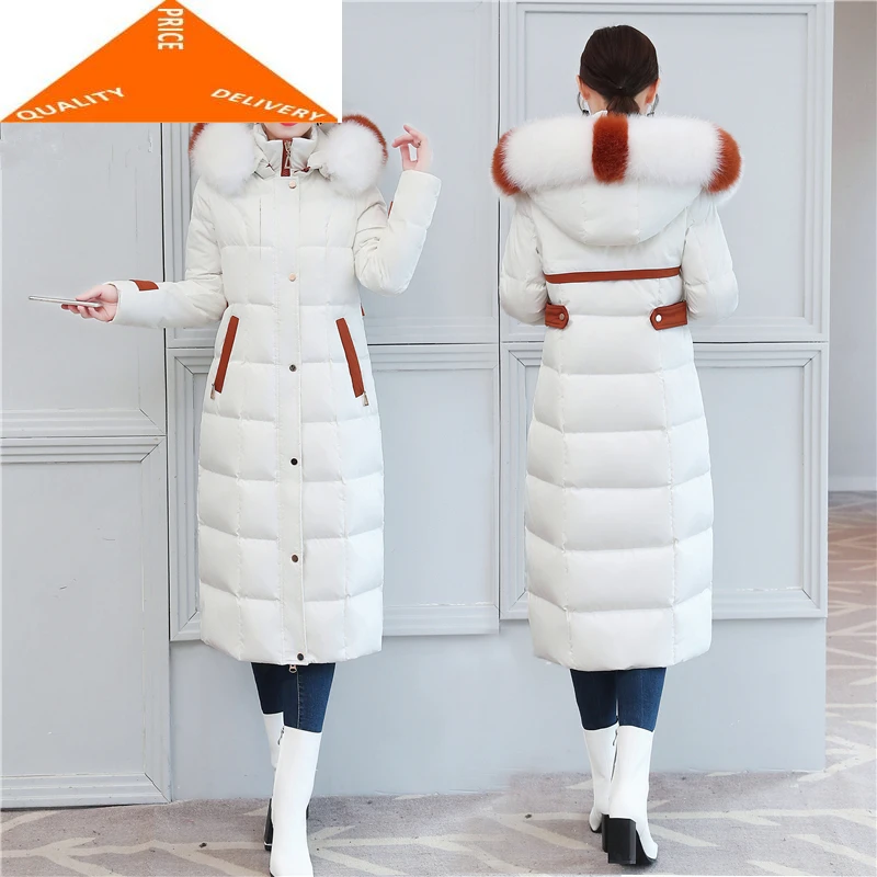 

Duck Jacket Winter Women Long Down Coat Female Thick Slim Jackets Clothes Ladies Large Fox Fur Hood Warm Coats 7