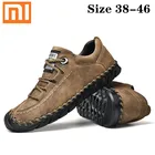 Мужские повседневные Мягкие Туфли Xiaomi, дышащие кожаные лоферы ручной работы, мужские итальянские туфли в римском стиле, плоские Мокасины, мужские повседневные кроссовки