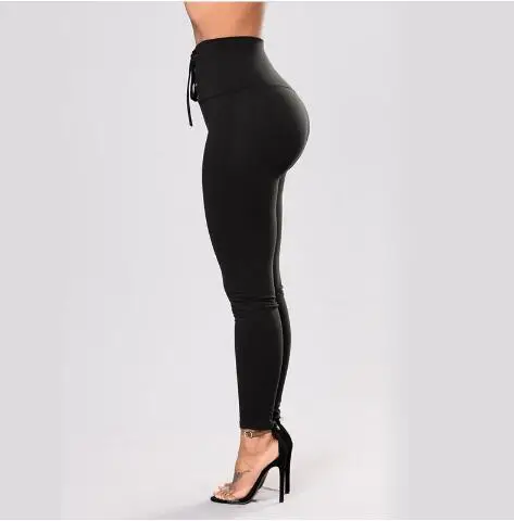 Высококачественные черные леггинсы с высокой талией и эластичным поясом, прошивка, спортивные женские штаны для йоги с плотным швом от AliExpress WW