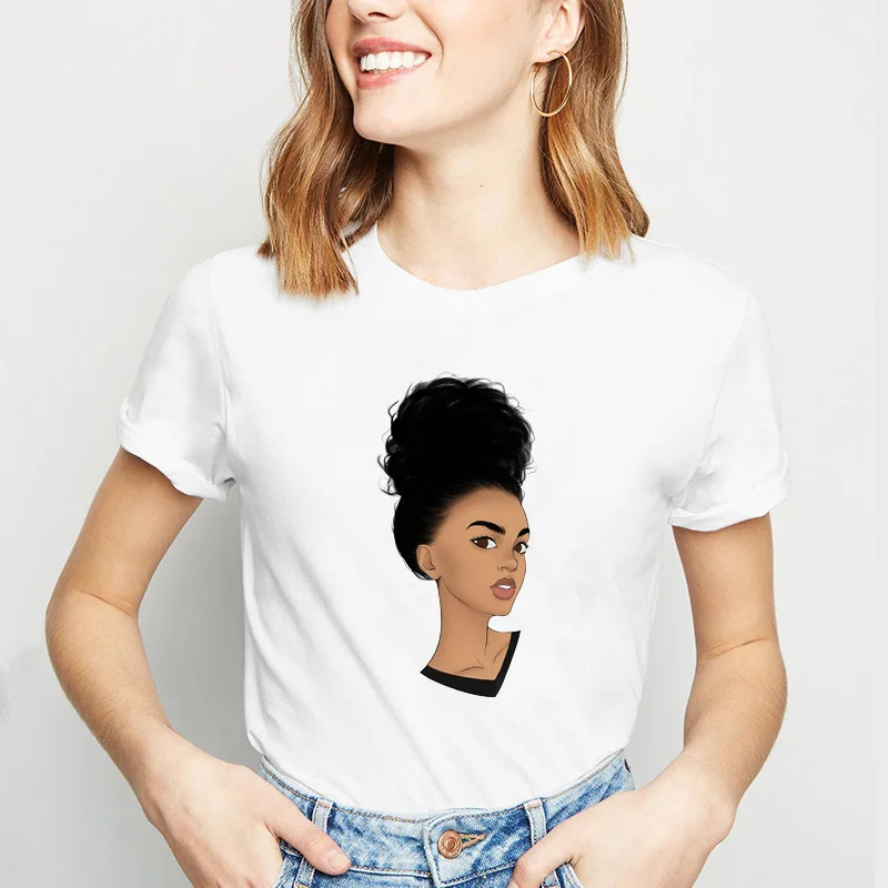 Женская хлопковая Футболка Melanin Poppin белая Повседневная футболка из модала в