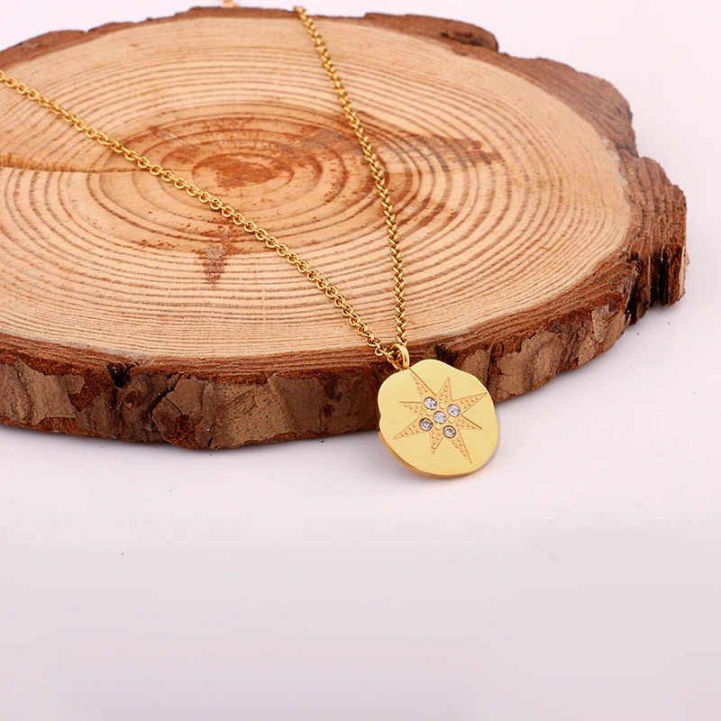 

2020 New Stainless Steel Gold Star Crystal Choker Chain Charm Necklaces Pendant for Women Girl 18K New Design Jewelry Gift