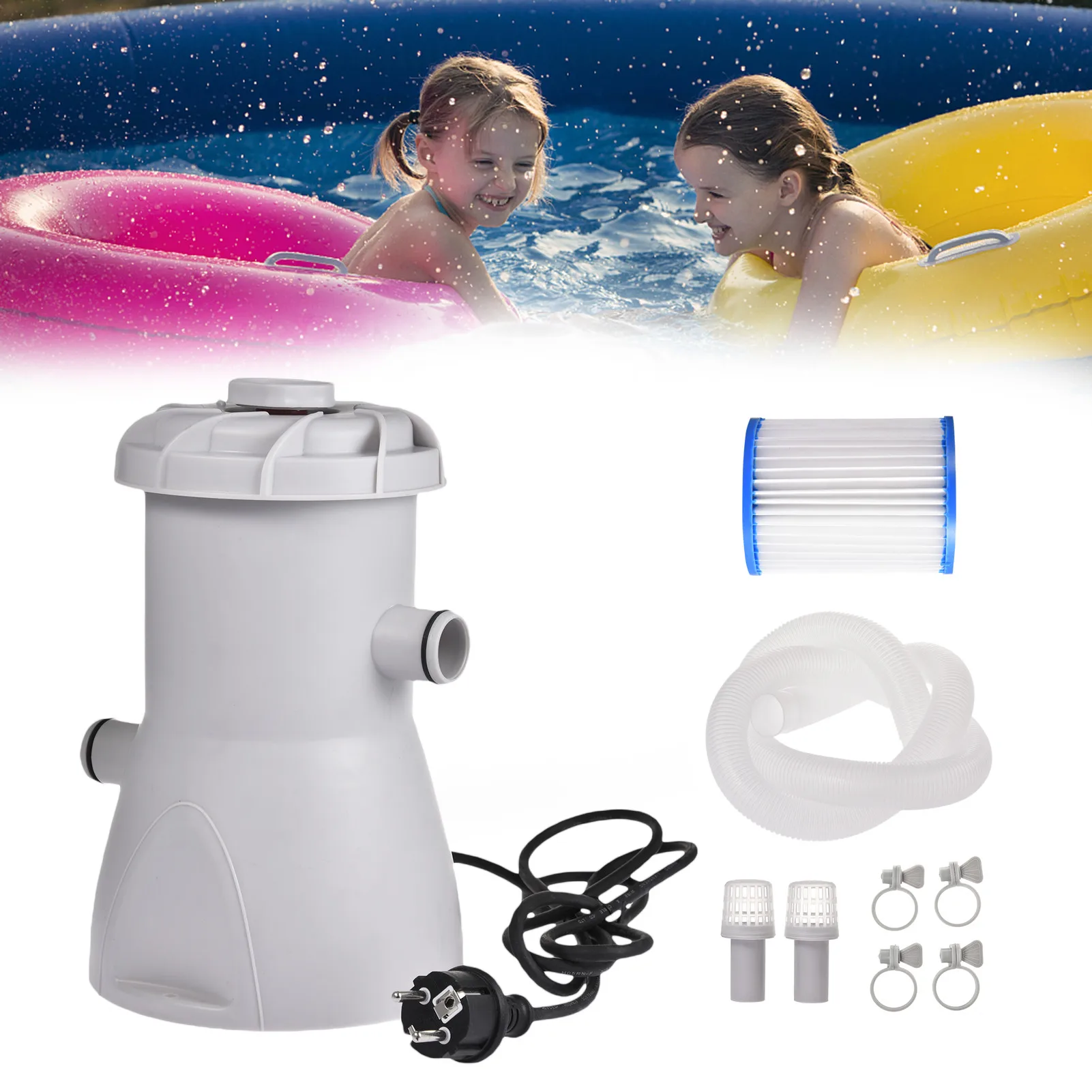 

HS-8660 Swimming Pool Water Filter Pump 530/ 800 Gallons Large Medium Size Filter Pump Dropshipping