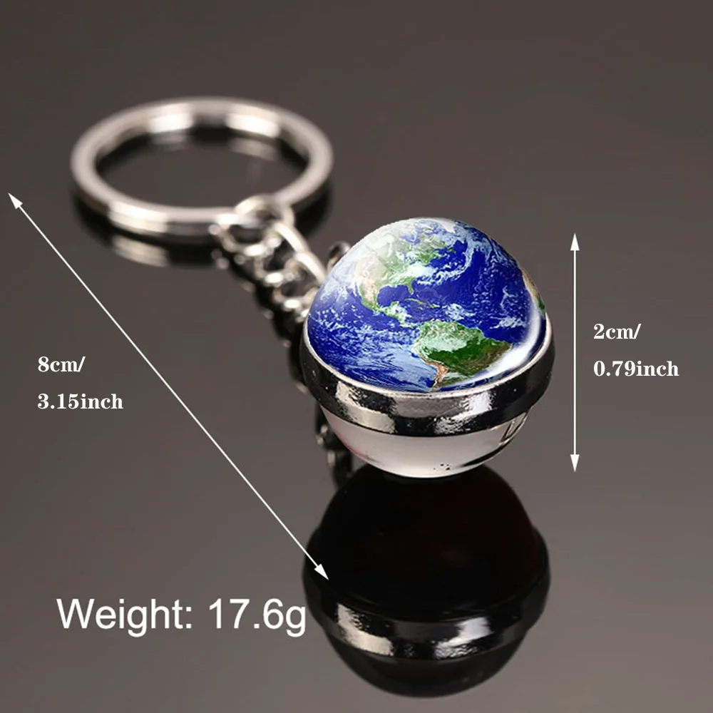 

Solar System Planet Keyring Galaxy Nebula Space Keychain Moon Earth Sun Mars Art Picture Double Side Glass Ball Car Key Chain