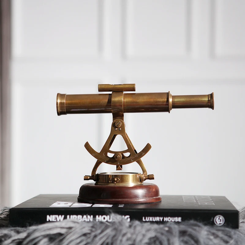 

Creative Retro Brass Telescope Compass Decoration Luxury Study Office Bookcase Soft Decoration Ornaments Accessories