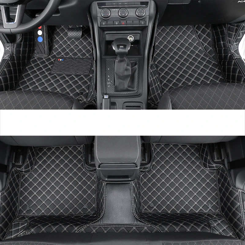 black white wire 1 Lsrtw2017 кожаный автомобильный салон автомобиля коврик для ног коврик для Skoda Karoq ковер аксессуары - Название цвета: black white wire 1