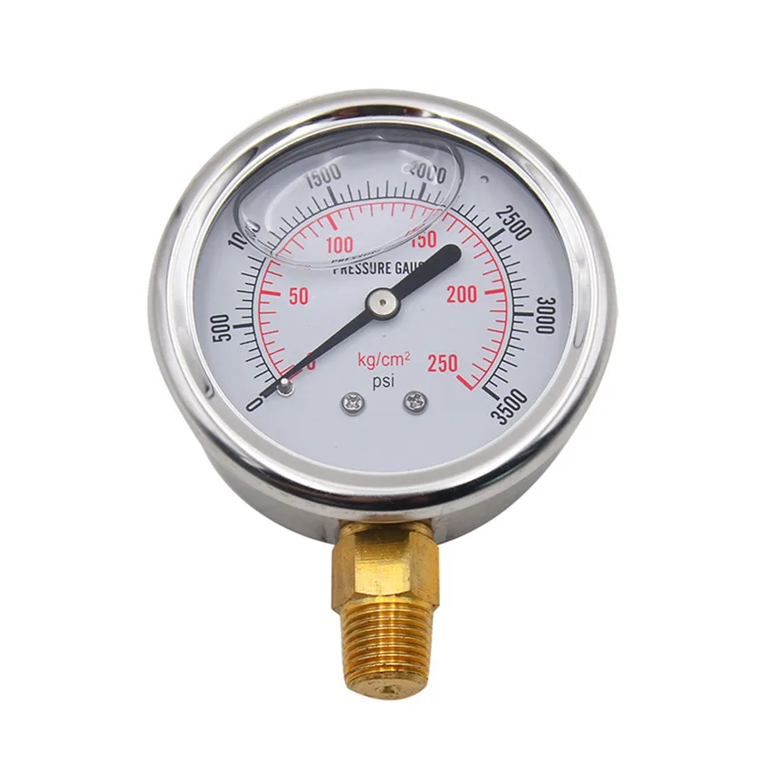 CARPRIE Silver Stainless Steel Hydraulic Liquid Filled Fuel Pressure Gauge 0-3500 PSI Manometer Display Digital | Автомобили и