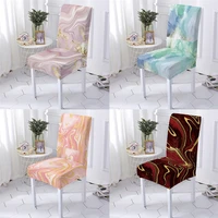 marble style elastic dining room chair cover stretch dining room chair cover rock formation printing anti dirty seat stuhlbezug