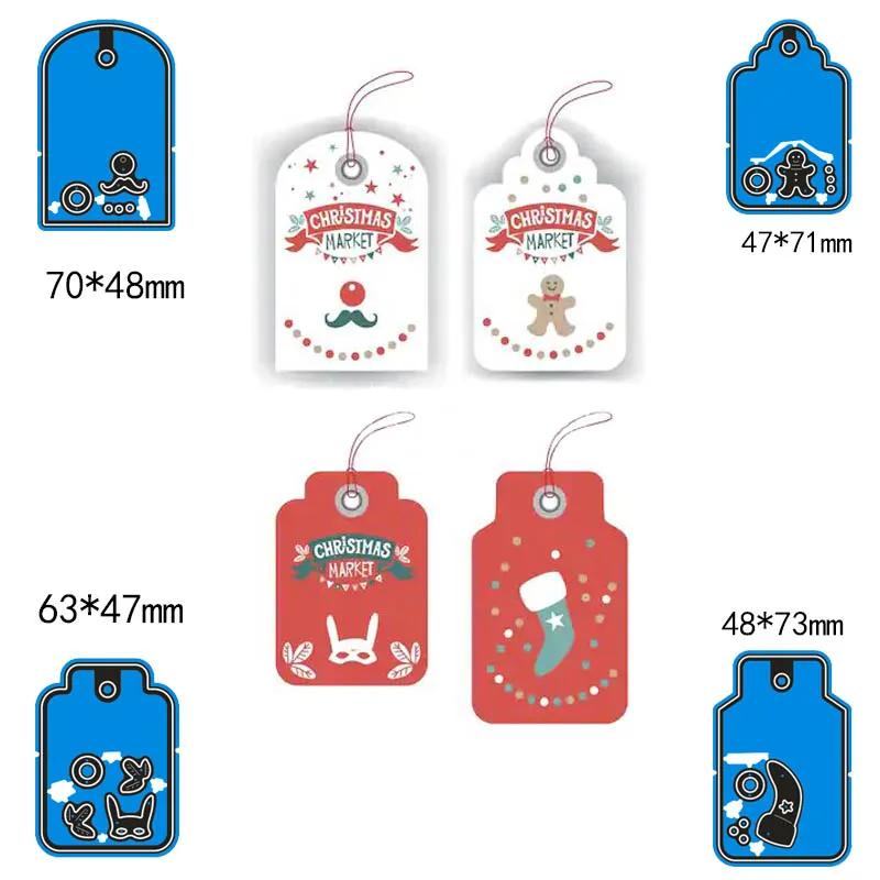 

Metal Cutting Dies Christmas label tag new for decoration card DIY Scrapbooking stencil Paper Craft Album template Dies