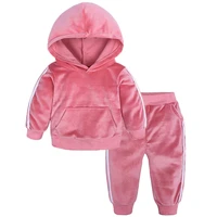 baby girl clothes set boy suit newborn velvet hooded top pants 2 pieces toddler sportswear tracksuits spring autumn 0 6 years