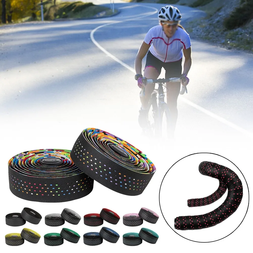 

2pcs Road Bike Silicone Handlebar Strap Bicycle Wrap Non-Slip Shock Handlebar Tape Drop Bar Wear-resistant Pattern Tape