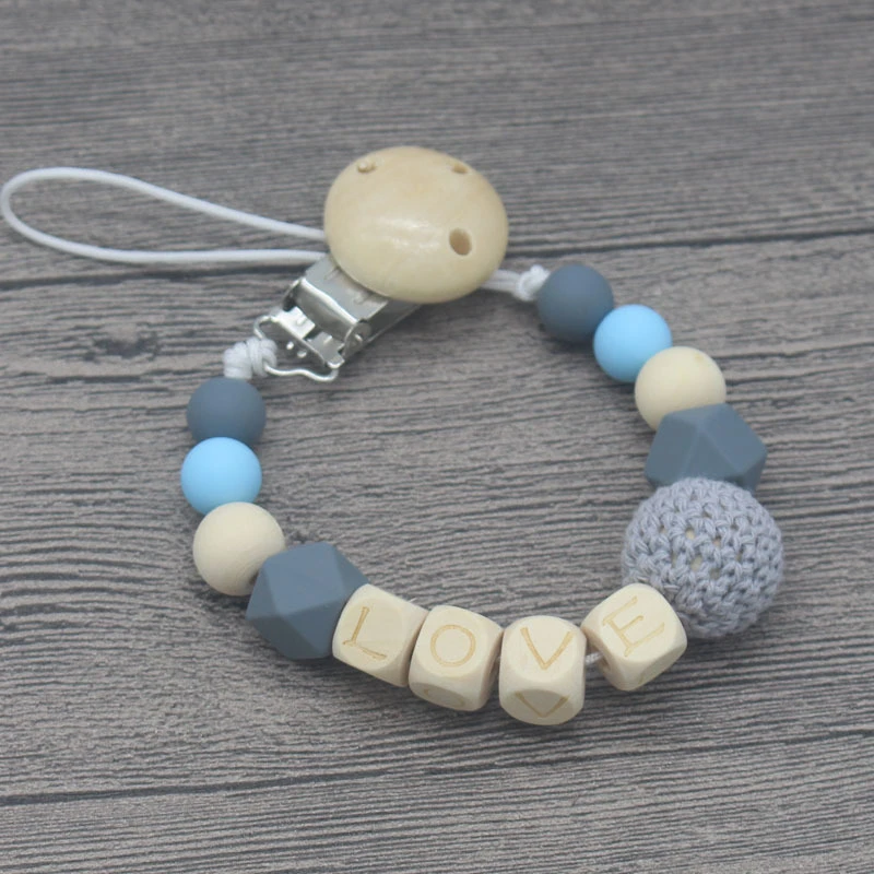 Custom Baby Name Pacifier Personalized Silicone Beads Clip Chain Chew Teether Toys Dummy Nipple Holder | Мать и ребенок
