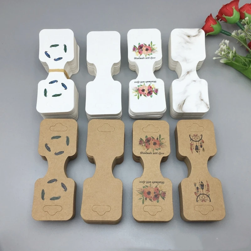 50pcs 9x3.5cm Necklace Display Cards Blank Jewelry Holder For Bracelet Choker Hair Paperboard Packaging Small Business Supplies