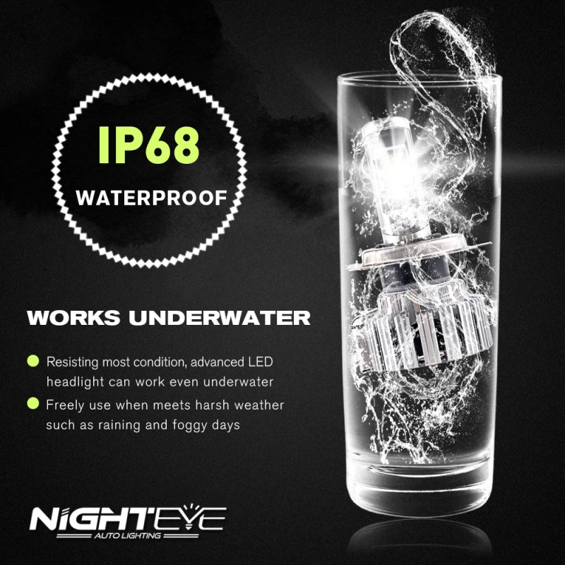 NIGHTEYE H7 светодиодный H4 светодиодный H11 HB3 9005 HB4 9006 H1 Автомобильный светодиодный фары для авто 80 Вт 9000LM автомобильных фар Противотуманные фары 12V 24V