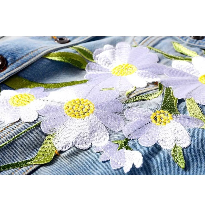 Светильник синий желтый Цветочный джинсовая куртка для женщин повседневная