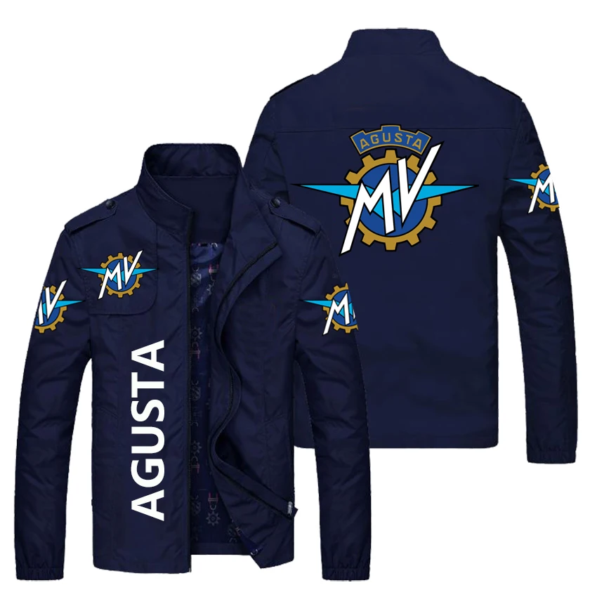 

2021 Men's Jacket Coat Motorcycle Style Fashion Casual Zipper Shirt Stand-Up Collar + Letter LOGO Jacket Coat