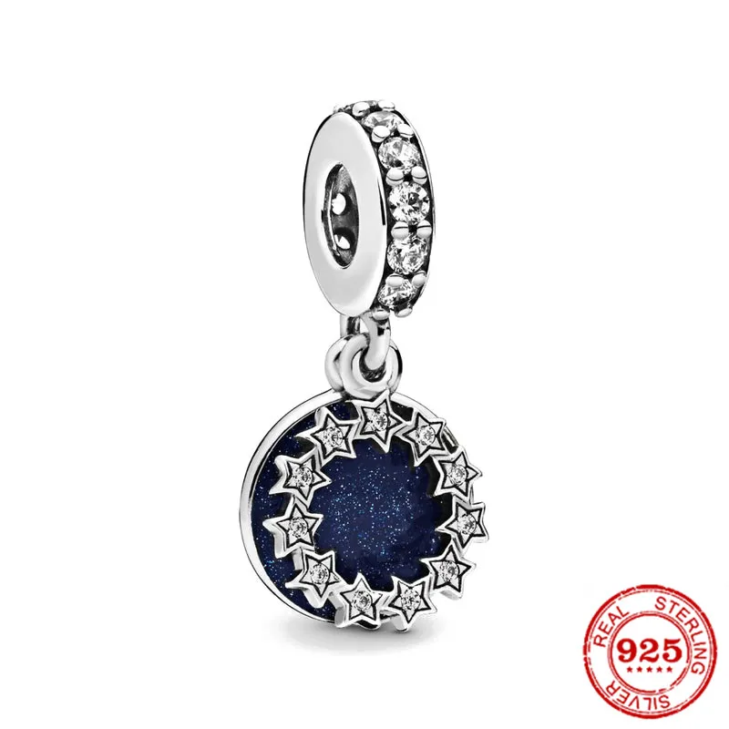 Бусина-Шарм робот-девушка из серебра 925 пробы с Луной и звездами | Украшения