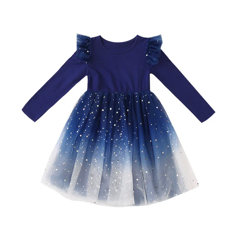 Girl Clothes Kids Winter Fall Designer Dresses Toddler Birthday Party Princess Ball Gown Blue Dress Baby Clothing Big Size 12 10 | Детская