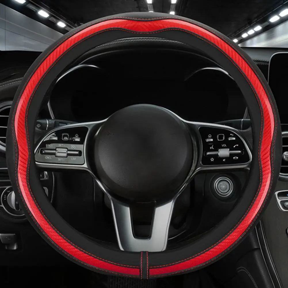 Чехлы на руль автомобиля бесшовные Нескользящие черного цвета для руля