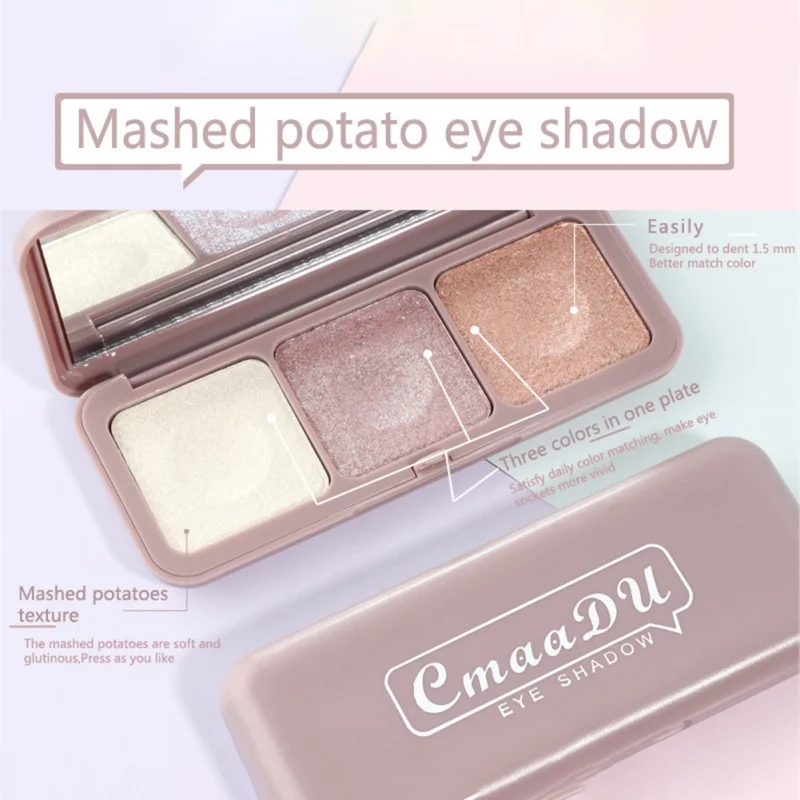 3 Color Glitter Eyeshadow Palette Holographic Shine Polarize Sparkling Pigment Metallic Cosmetics |