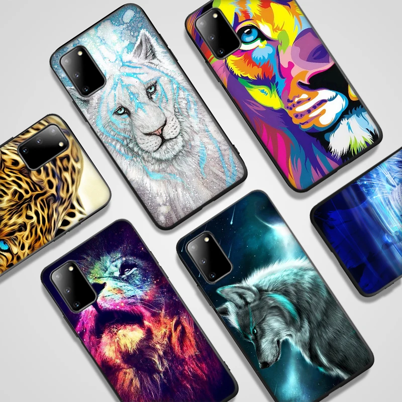 Lion Tiger Case for Samsung Galaxy S21 A51 A50 A71 S20 A21S A12 A52 A72 A70 S10 S9 S8 S10e Note 20 10 9 8 Plus Ultra Black TPU